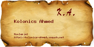 Kolonics Ahmed névjegykártya